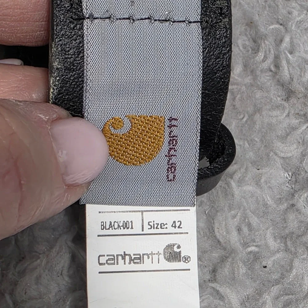 NWT Carhartt‎ Black Full Grain Leather Saddle Leather Classic Belt Mens Size 42